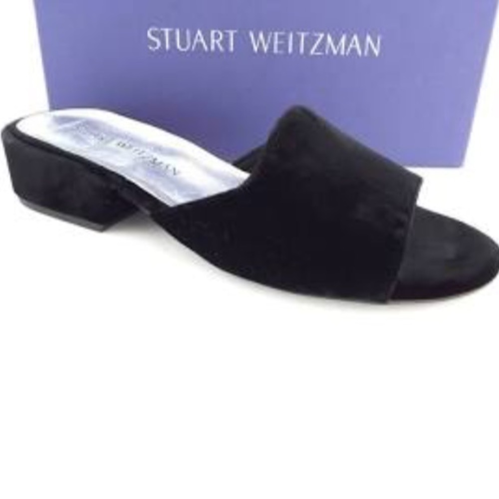 Stuart weitzman slide velvet slides